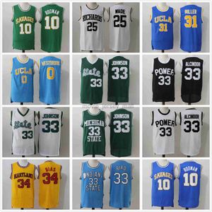 NCAA Баскетбольные майки колледж Alcindor 33 Bird 34 Bias Johnson 25 Wade High School Рубашки Rodman 10 UCLA Miller 31 Westbrook Jersey