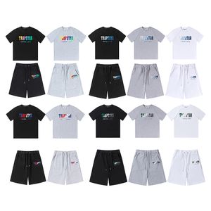 Trapstar Mens set broderade tryckta bokstäver jogger tröjor sport sportdräkt män kvinnor korta byxor t-shirt pullover byxor spår