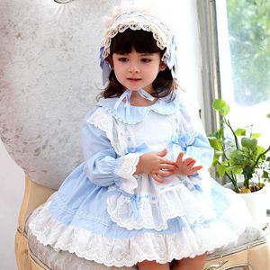 Kız Elbiseleri Butik Bebek Kızlar Elbise Yaz İspanyol Mahkemesi Tarzı Toddler Uzun Kollu Pamuklu Dantel Giysileri Çocuk Prenses Yüksek Kalite
