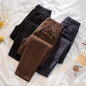 Frauen Hosen Capris Winter Plus Größe Dicke Samt Cord Frau Elastische Taille Harem Damen Knöchel Länge Casual Warm Halten Femme kleidung