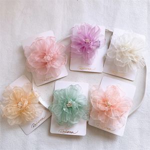 Spring New Fashion Girl Beautiful Colorful Hairpins Hair Accessories Children Organza Flower Hair Clip Sweet Princess Headdress