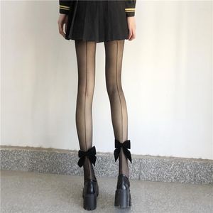 Mulheres meias estilos chunxia bowknot preto meias de seda mulher fino dinheiro condole cinturão de calça de meia -calça