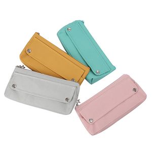 Party Favor Japanese Solid Color Oxford Cloth Pencil Case Simple Capacity Pencil Case for Children Student