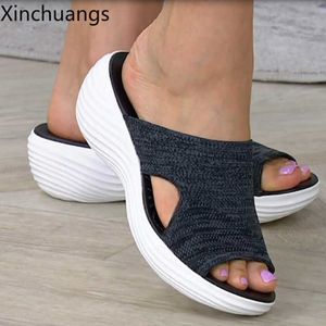 Slippers mulheres esticam sandálias ortopóticas fêmeas de dedão do dedo do pé respirável slides ao ar livre beac z0317