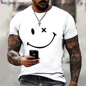 wangcai01 DIY T-Shirt Neue trendige Sommermode einfarbige Männer Frauen Modelle T-Shirt Simp 3D Funny Smiy Face Print lose kurze Seve Tops T-Shirts 0320H23