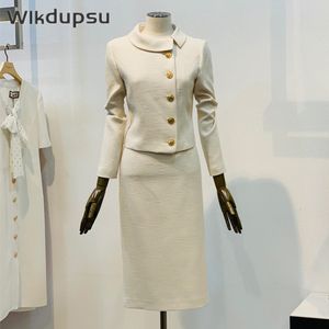 Two Piece Dress Fashion Korean Style Outfits Slim Fit Blazer Top Long Sleeve Spring Autumn High Waist Pencil Skirt Two Piece Office Lady Clothes 230320