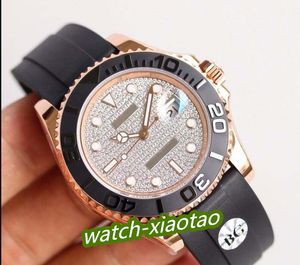 Watche YM Date Automatic Mechanical Mens Watch Diamond Dial Rose Gold Rubber Strap 2813 Movement Nautical Style Watches Diving Free Gift