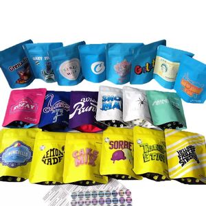 3.5g Cookie Mylar Bags California Runtz Gelatti Gary Payton Lemonchello Stand Up Pouch Smell Proof Packaging Bag com adesivos