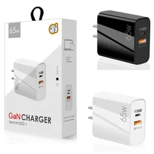 65W Gan USB-C Fast Charger Adaptör Blok Tip C Tip C Tip PD İPhone iPad Huawei Xiaomi MacBook Pro Dizüstü Bilgisayar Çağrı Telefon Şarj Cihazları Adaptör Kutusu