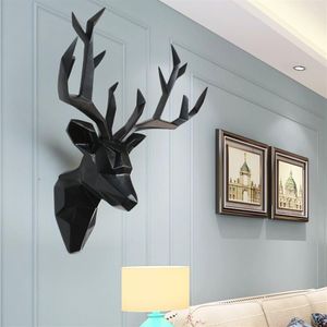 MGT Large 3D Deer Head Statue Sculpture Decor Home Wall Decoration Accessories Animal Figurine Wedding Party Hanging Decorations 2216h