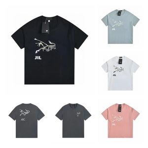Arcterys t-shirt online butik hög version direkt setter 2023 ny sommar fågel märke front bak tryckt kort ärm t-shirt lösa casual män kvinnor
