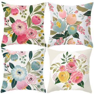 Pillow Beautiful Hand Draw Flower Cover 45X45CM Nordic Fashion Plant Bird Throw Case Rose Floral 18 Inches