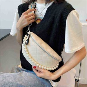 Marsupi Lingge Fashion PU Leather Shoulder Crossbody Luxury Pearl Handbag Chest pack Designer Cintura femminile Fanny 220711
