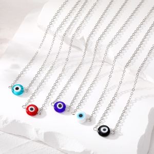 10mm Turkey Evil Eye Necklace For Women Resin Blue Red Eyes Pendant Choker Clavicle Chain Lucky Necklaces for Jewelry