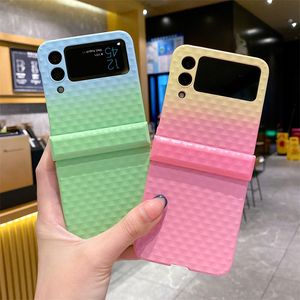 Rainbow Multicolor Gradient Matte PC Phone Case for Samsung Galaxy Z Flip 4 Flip3 5G Candy Hinge Folding Shell Cover