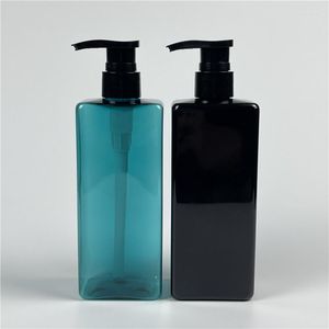 Förvaringsflaskor svart 500 ml x 20 män endast duschgel lyxig återfyllbar tom fyrkant med presspump för schampo hårbalsam