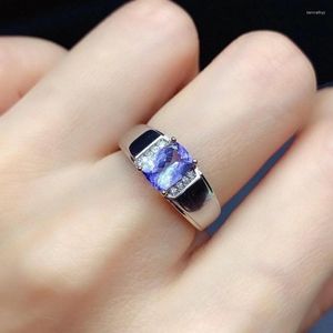 Cluster Rings Real And Natural Tanzanite Ring 925 Sterling Silver Fine Fashion Wedding Super Quality