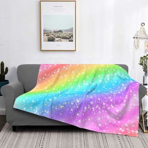 Blankets Rainbow Colorful Blankets Flannel All Season Vertical Lines Pattern Portable Ultra-Soft Throw Blanket for Sofa Office Bedspreads 230320