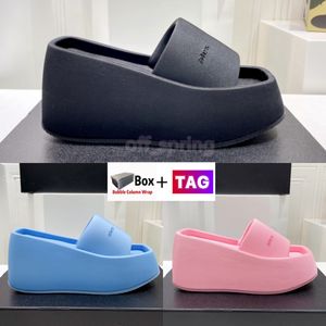 with Box Womens Slippers Ti Platform Slide Sandals Square Toe Designer Moccasins Outdoor Scuffs Size 35-40