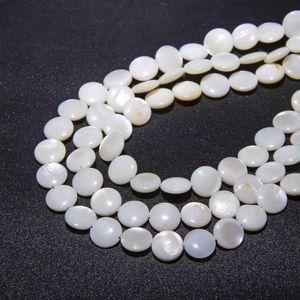 Minchas Outras Mãe Branca de 6 mm Mãe de Pearl Coin redonda plana para jóias Fazendo acessórios de colar DIY 15 