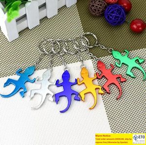 Loges de garrafas de gecko Keychain Aluminium Ligy Wine Beer Opener Promotion Keyring Presente