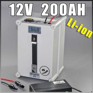 12V 200AH Güneş LED Storag Lityum İyon Pili 12.6V Protablanabilir Pil Su Geçirmez Fiş