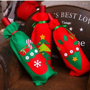 Noel dekorasyonları sevimli şarap şişesi kapağı yıl hediye çantası tutucu ağaç eldiven dekorasyonu ev partisi yemek masası Noel dekor