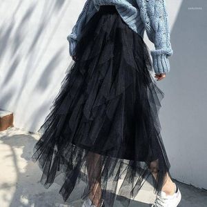 Skirts Spring Summer Irregular Sarong Half Body Cake Skirt Mid-length Section A Word Multi-layered Mesh Youth Korean Women