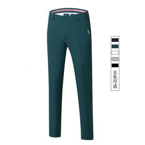Calças masculinas primavera outono calças de golfe grossas quatro vias estiramento cor sólida esportes calças casuais de alta qualidade roupas de golfe 230320