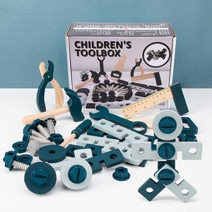 Tools Workshop Träbarn Baby Reparation Set Multifunktionella leksaker Portable Box Cartoon Boy Education for Puzzle Toy 230320