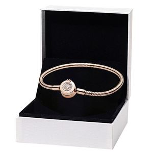 Rose Gold Crown O Snake Chain Bracelets for Pandora 925 Sterling Silver Hand Chain designer Jewelry For Women Girlfriend Gift Charm Bracelet Set with Original Box