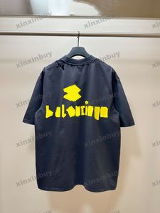 Xinxinbuy Men DesignerTeeTシャツ23SSパリテープデカット半袖コットン女性ブラックホワイトカーキ特大XS-L