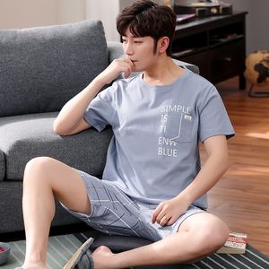 Men's Sleepwear Summer Plus Size Short Sleeve Cotton Pajama Sets for Men Korean Cute Sleepwear Suit Pyjama Male Loungewear Homewear Clothes 230320