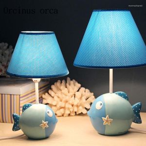 Lampy stołowe Cartoon Creative Fish Desk Lampa Pokój dziecięcy Księżniczka sypialnia sypialnia Pokazanie Piękna dioda LED zwierząt