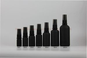 Storage Bottles 5ml/10ml/15ml/20ml/30ml/50ml Painted Black Frosted Glass Bottle With Shiny Sprayer Or Pump Cosmetic Container & Jars