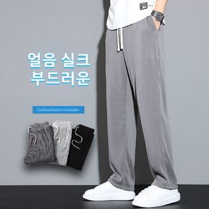 Pantaloni da uomo Drappo Pantaloni di seta di ghiaccio Pantaloni da uomo Pantaloni sportivi elasticizzati ultrasottili da uomo Pantaloni casual larghi da uomo 230320