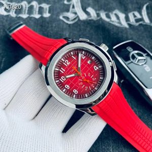 Fyra nålar Mens Automatiska mekaniska klockor 42 mm rostfritt stål silikonrem armbandsur mineralkristall glas pate topp lyx varumärke klocka nautilus montre