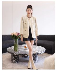 Chan New Women's brand jacket designer OOTD Fashion top-grade autunno inverno logo cappotto in tweed soprabito Spring Bright silk Coat cardigan compleanno regalo di Natale