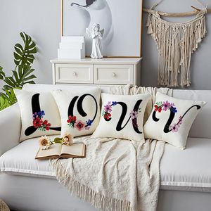 Pillow 45 45cm 26 English Letters Pillowcase Simple Design Living Room Bedside Car Cases Square Cover