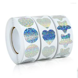 Gift Wrap 500st Laser Blank Love Heart Stars Round Stickers Handgjorda dekoration Festival Birthday Party Sealing Label Sticker Supplies 7Z