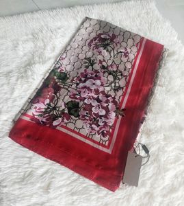 Projektant damski letni szalik moda jedwabny szalik luksusowy kwiat list ręcznie haftowany 180*90cm szal w dłuższym stylu kwadraty wysokiej jakości turbany