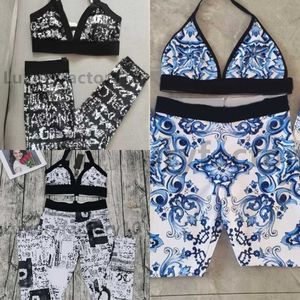 Roupas de ioga feminina sets de sugaias de banho sexy de duas peças Triângulo Triângulo Lady Lady Bra acolchoado One Piece Fashion Flor Size S-XL