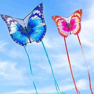 Kite tillbehör Kreativitet Blue Red Couples Butterfly 30m Sträng Barn som flyger Toys Easy Control Ripstop för vuxen Kid 230320