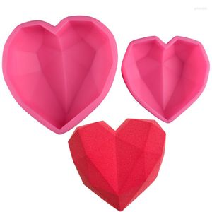 Bakformar Big Heart Shaped Diamond Cake Mold 3D Silicone Chocolate Mousse FASTRY DIY JELLY MOLDS FÖR Valentinsdag M572