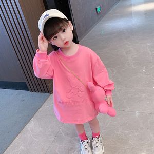 Girl's Dresses Girls' Rabbit Bag Sweater Dress Autumn Children's Korean Version Girls Long Sleeve T-Shirt Dress Kids Dress 230320