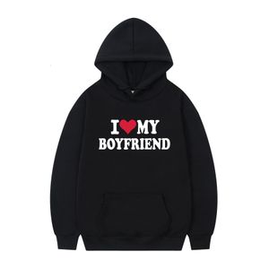 Kvinnors hoodies tröjor jag älskar min pojkvän utskrift popula kvinnor tröja gotisk vinter pullover mode långärmad menvinnor huvtröja 230317