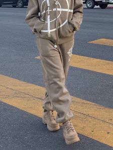 女性用パンツカプリスゴシックチェーン包帯ワイドレッグパンツ女性特大の低いダークアカデミックズボンストリートウェア