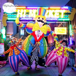 Parade Performance Walking Inflatable Clown Puppet 3.5m Moveable Cartoon Figure Blow Up Droll Costume For Circus Show