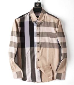 2023 Men's Dress Shirt Luxury Slim Silk T-shirt Long sleeve Casual business clothing plaid 10 color SIZE M-4XL