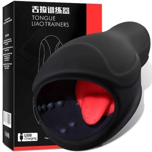 Sex toys Massager Tongue Lift Trainer Lick Penis Exercise Automatic Masturbation Device Shake Aircraft Cup Fun Sex Products